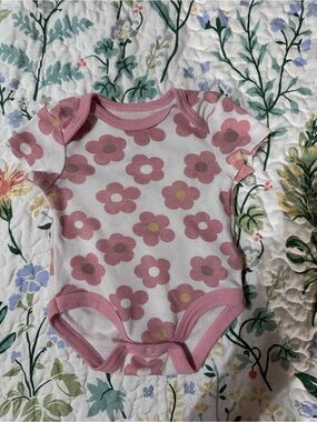 Baby Essentials Pink Floral Print One-Piece Bodysuit